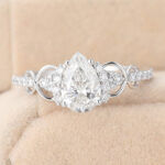 Pear Cut Lab Grown Diamond Engagement Ring Infinity Bridal Ring
