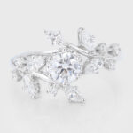 Round Cut Lab Grown Diamond Nature-Inspired Engagement Ring Bypass Bridal Ring
