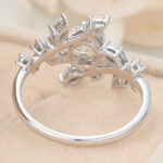 Round Cut Lab Grown Diamond Nature-Inspired Engagement Ring Bypass Bridal Ring