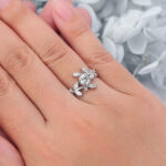 Round Cut Lab Grown Diamond Nature-Inspired Engagement Ring Bypass Bridal Ring
