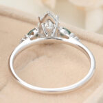 Pear Cut Lab Grown Diamond Unique Engagement Ring with Moss Agate Accents