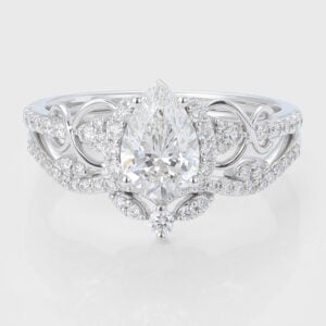 Pear Cut Lab Grown Diamond Vintage-Inspired Bridal Ring Set Infinity Engagement Ring