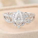 Pear Cut Lab Grown Diamond Vintage-Inspired Bridal Ring Set Infinity Engagement Ring