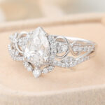 Pear Cut Lab Grown Diamond Vintage-Inspired Bridal Ring Set Infinity Engagement Ring