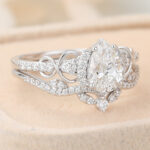 Pear Cut Lab Grown Diamond Vintage-Inspired Bridal Ring Set Infinity Engagement Ring