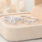 Pear Cut Lab Grown Diamond Vintage-Inspired Bridal Ring Set Infinity Engagement Ring