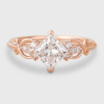 Princess Cut Lab Grown Diamond Infinity Engagement Ring Beaded Bridal Ring