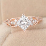 Princess Cut Lab Grown Diamond Infinity Engagement Ring Beaded Bridal Ring