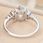 Princess Cut Lab Grown Diamond Cluster Engagement Ring Floral-Inspired Bridal Ring
