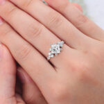 Princess Cut Lab Grown Diamond Cluster Engagement Ring Floral-Inspired Bridal Ring