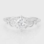 Princess Cut Lab Grown Diamond Pave Engagement Ring Infinity Bridal Ring