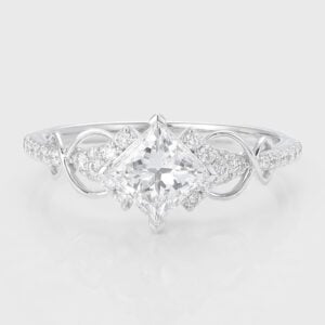 Princess Cut Lab Grown Diamond Pave Engagement Ring Infinity Bridal Ring