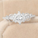 Princess Cut Lab Grown Diamond Pave Engagement Ring Infinity Bridal Ring
