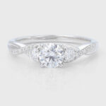 Round Cut Lab Grown Diamond Claw Prong Engagement Ring Rope Band Bridal Ring