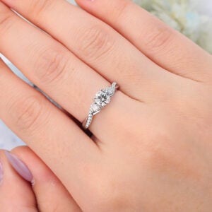Round Cut Lab Grown Diamond Claw Prong Engagement Ring Rope Band Bridal Ring