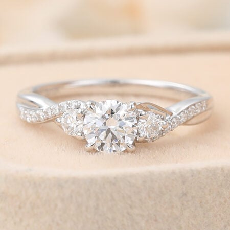 Engagement Rings Under $1000 1 carat vs 2 carat Round Cut Lab Grown Diamond Claw Prong Engagement Ring Rope Band Bridal Ring