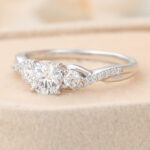 Round Cut Lab Grown Diamond Claw Prong Engagement Ring Rope Band Bridal Ring