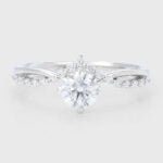 Round Cut Lab Grown Diamond Engagement Ring Crossover Shank Bridal Ring