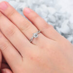 Round Cut Lab Grown Diamond Engagement Ring Crossover Shank Bridal Ring
