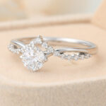 Round Cut Lab Grown Diamond Engagement Ring Crossover Shank Bridal Ring