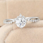 Round Cut Lab Grown Diamond Engagement Ring Crossover Shank Bridal Ring
