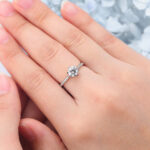 Round Cut Lab Grown Diamond Engagement Ring Graduated Pavé Bridal Ring