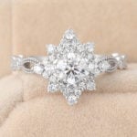 April Birthstone Round Cut Lab Grown Diamond Engagement Ring Star-Shaped Design Bridal Ring