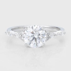 Round Cut Lab Grown Diamond Engagement Ring Unique Bridal Ring