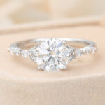 Round Cut Lab Grown Diamond Engagement Ring Unique Bridal Ring