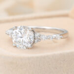 Round Cut Lab Grown Diamond Engagement Ring Unique Bridal Ring