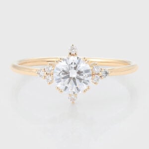 Round Cut Lab Grown Diamond Engagement Ring Vintage-Inspired Bridal Ring