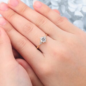 Round Cut Lab Grown Diamond Engagement Ring Vintage-Inspired Bridal Ring