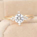 Round Cut Lab Grown Diamond Engagement Ring Vintage-Inspired Bridal Ring