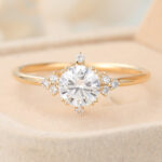 Round Cut Lab Grown Diamond Engagement Ring Vintage-Inspired Bridal Ring