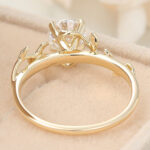 Round Cut Lab Grown Diamond Solitaire Engagement Ring Floral-Inspired Bridal Ring
