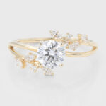 Round Cut Lab Grown Diamond Unique Engagement Ring Bridal Ring with Bypass Design