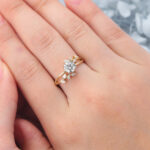 Round Cut Lab Grown Diamond Unique Engagement Ring Bridal Ring with Bypass Design