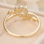 Round Cut Lab Grown Diamond Unique Engagement Ring Bridal Ring with Bypass Design