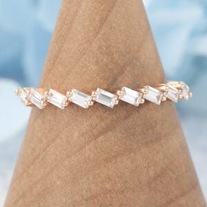 Baguette Cut Moissanite Wedding Band Half Eternity Anniversary Ring