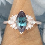 Alexandrite Stone Marquise Cut Lab Alexandrite Cluster Engagement Ring Vintage-Inspired Design