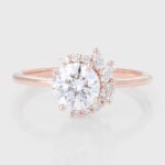 How to Tell if a Diamond Is Real Round Cut Lab Grown Diamond Cluster Engagement Ring Half Halo Bridal Ring