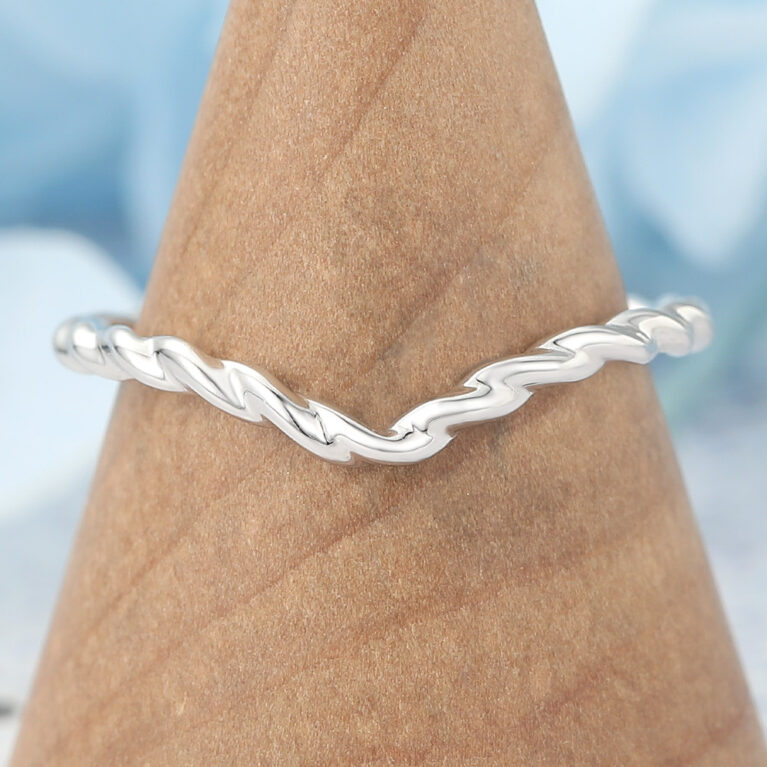 Solid Gold Curved Wedding Band Twisted Design