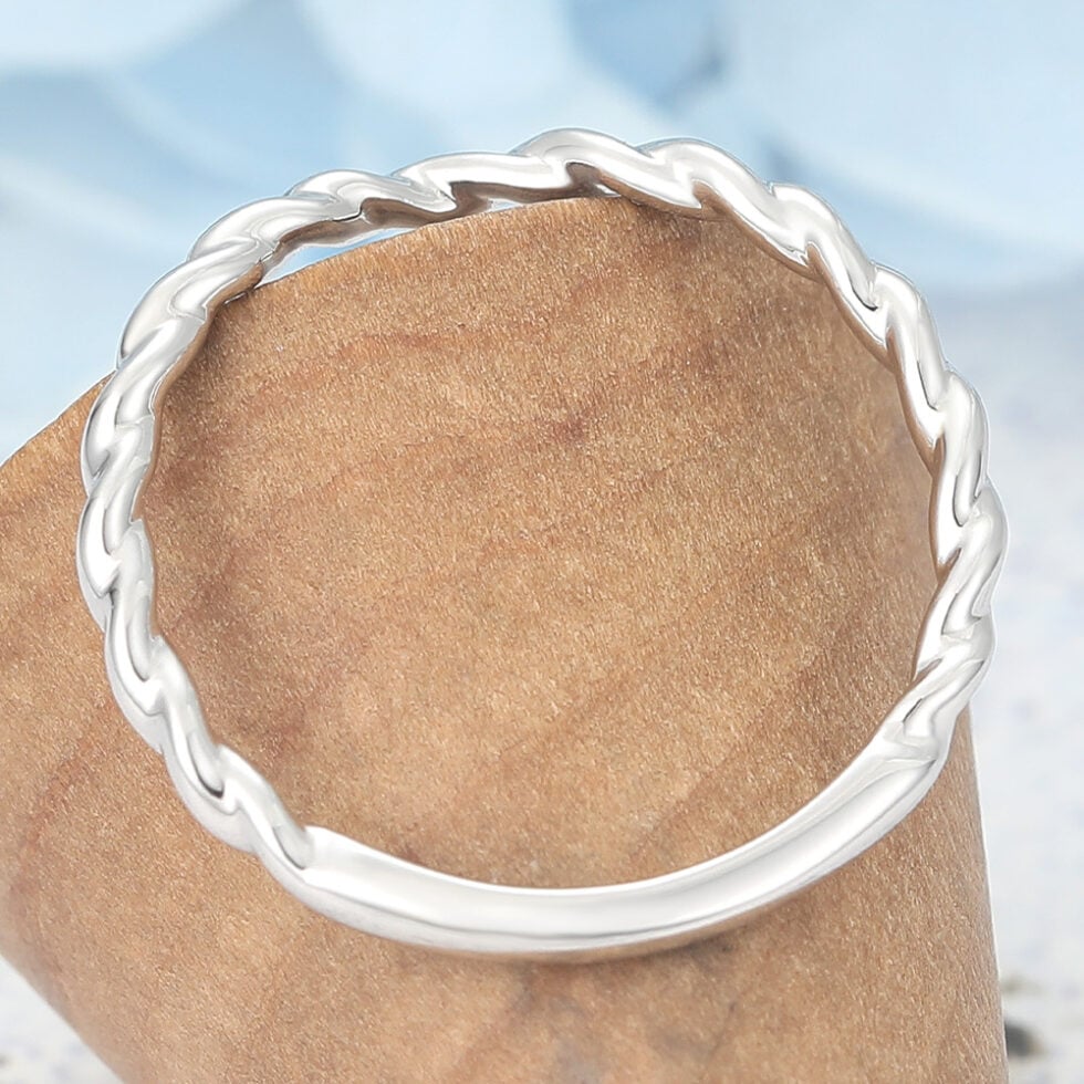 Solid Gold Curved Wedding Band Twisted Design