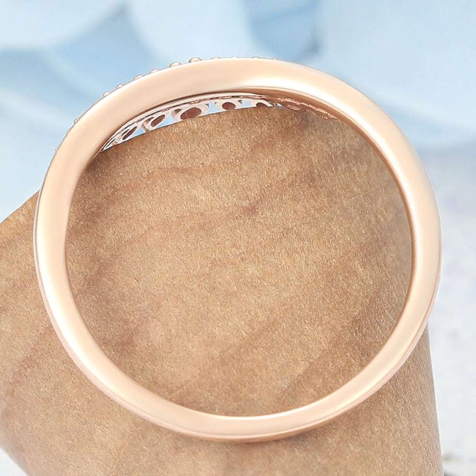 Marquise Lab Grown Diamond Wedding Band Crown-Inspired Curved Stacking Ring