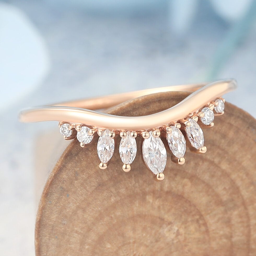 What Is a Promise Ring Marquise Lab Grown Diamond Wedding Band Crown-Inspired Curved Stacking Ring