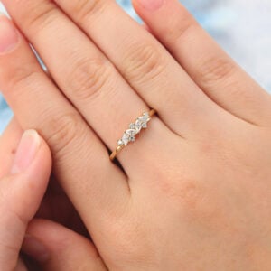 Marquise & Round Moissanite Wedding Band Alternating Cluster Design