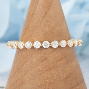 Round Moissanite Wedding Band 3/4 Eternity Design