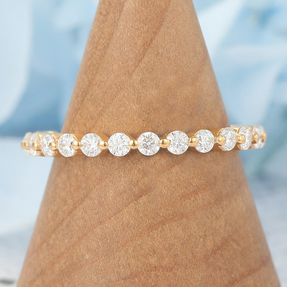 Round Moissanite Wedding Band 3/4 Eternity Design