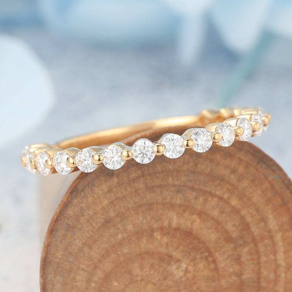 Round Moissanite Wedding Band 3/4 Eternity Design