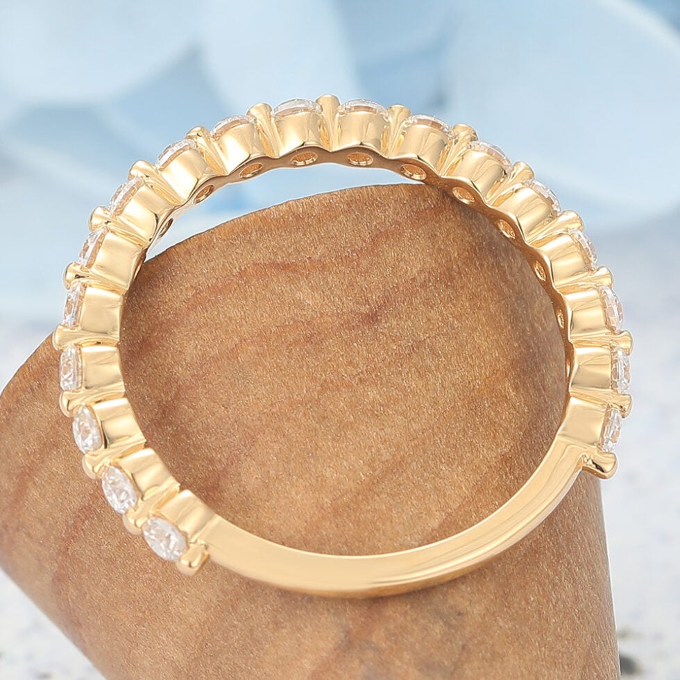 Round Moissanite Wedding Band 3/4 Eternity Design